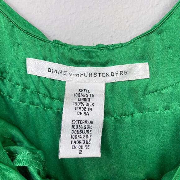 Diane Von Furstenberg Silk Dress Sz 2 Cocktail Party Garden Wedding Guest Green - Picture 2 of 12